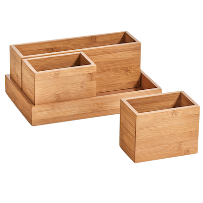 Artikelbild 2 für Zeller Schreibtisch-Organizer 4tlg-Set natur Bambus 3 Fächer 28,0 x 17,7 x 11,0 cm, Artikelnummer 685273