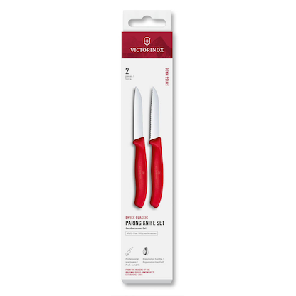 Artikelbild 1 für VICTORINOX Küchenmesser Swiss Classic silber, rot, Klinge: 8,0 cm, 2 St., Artikelnummer 636856