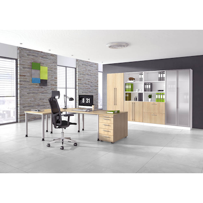 Artikelbild 6 für HAMMERBACHER Aktenschrank Orbis, V7100/W/E/RE weiß, eiche 4 Fachböden 80,0 x 42,0 x 200,4 cm, Artikelnummer 635750