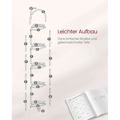 Artikelbild 9 für VASAGLE Eckregal gold 28,0 x 28,0 x 158,0 cm, Artikelnummer 290058