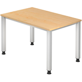 Artikelbild 1 für HAMMERBACHER QS12 höhenverstellbarer Schreibtisch ahorn rechteckig, 4-Fuß-Gestell silber 120,0 x 80,0 cm, Artikelnummer 868625