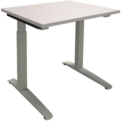 Artikelbild für fm Sidney höhenverstellbarer Schreibtisch weiß rechteckig, C-Fuß-Gestell Quadratrohr silber 80,0 x 80,0 cm, Artikelnummer 372282