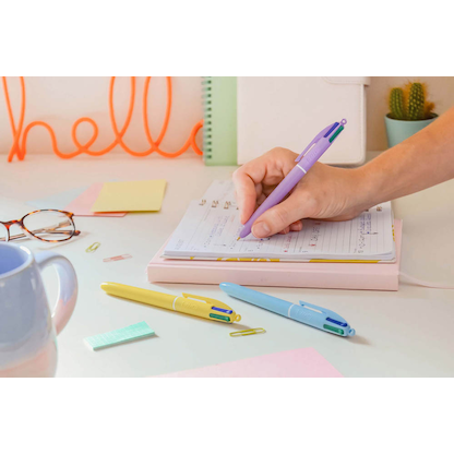 Artikelbild 12 für BIC 4-Farben-Kugelschreiber PASTEL pastellgelb, pastellrosa, pastellblau, Schreibfarbe: schwarz, blau, grün, rot, 1 St., Artikelnummer 385227