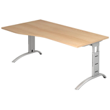 Artikelbild 1 für HAMMERBACHER FS18 höhenverstellbarer Schreibtisch eiche Trapezform, C-Fuß-Gestell silber 180,0 x 80,0/100,0 cm, Artikelnummer 863725
