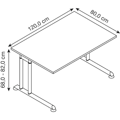 Artikelbild 2 für HAMMERBACHER ZS12 höhenverstellbarer Schreibtisch eiche rechteckig, C-Fuß-Gestell grau 120,0 x 80,0 cm, Artikelnummer 990564