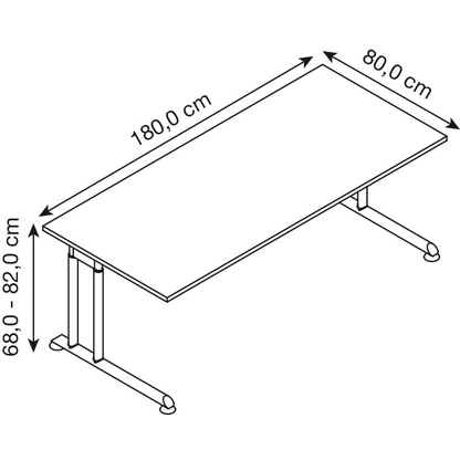 Artikelbild 2 für HAMMERBACHER ZS19 höhenverstellbarer Schreibtisch ahorn rechteckig, C-Fuß-Gestell grau 180,0 x 80,0 cm, Artikelnummer 991935