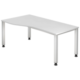 Artikelbild 1 für HAMMERBACHER QS18 höhenverstellbarer Schreibtisch weiß Trapezform, 4-Fuß-Gestell silber 180,0 x 80,0/100,0 cm, Artikelnummer 868517