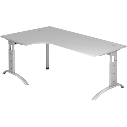 Artikelbild für HAMMERBACHER FS82 Schreibtisch lichtgrau L-Form, C-Fuß-Gestell silber 200,0 x 80,0/120,0 cm, Artikelnummer 863718