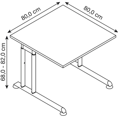 Artikelbild 2 für HAMMERBACHER ZS08 höhenverstellbarer Schreibtisch eiche quadratisch, C-Fuß-Gestell grau 80,0 x 80,0 cm, Artikelnummer 990556