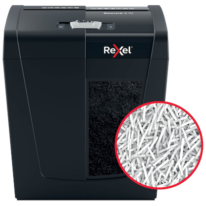 Artikelbild 8 für Rexel Secure X10 Aktenvernichter mit Partikelschnitt P-4, 4 x 40 mm, bis 10 Blatt, schwarz, Artikelnummer 437224