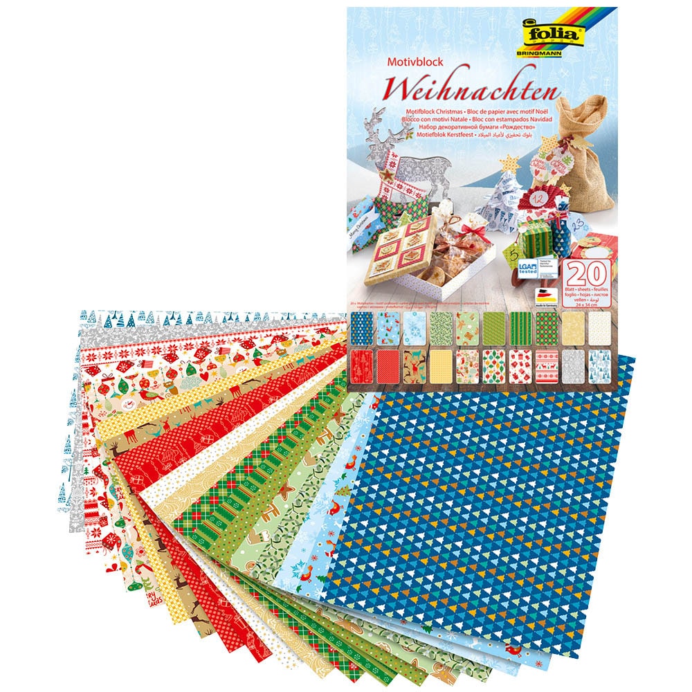 Folia Motivblock Weihnachten Farbsortiert 270 G qm 1 Block Office folia-motivblock-weihnachten-farbsortiert-270-g-qm-1-block-office