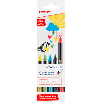 Artikelbild 2 für edding 1200 glitzer basic Filzstift farbsortiert, 5 St., Artikelnummer 512307