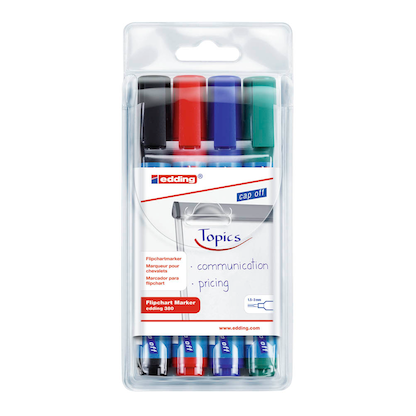 Artikelbild für edding 380 Flipchart-Marker farbsortiert 1,5 - 3,0 mm, 4 St., Artikelnummer 541441