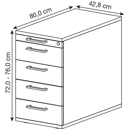 Artikelbild 2 für HAMMERBACHER Solid SC50 Standcontainer ahorn 5 Auszüge 42,8 x 80,0 x 72,0 - 76,0 cm, Artikelnummer 992615