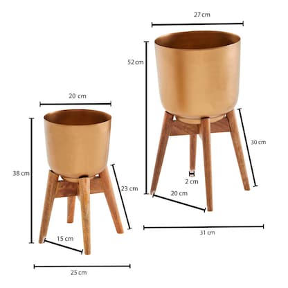 Artikelbild 7 für WOHNLING Übertopf Metall gold rund 31,0 x 52,0 cm, 2 St., Artikelnummer 166289