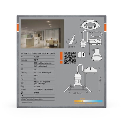 Artikelbild 4 für OSRAM Spotlight Recess Einbaustrahler weiß 4,3 W, Artikelnummer 709799
