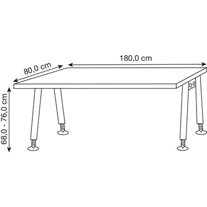 Artikelbild 2 für HAMMERBACHER AS19 höhenverstellbarer Schreibtisch nussbaum rechteckig, A-Fuß-Gestell silber 180,0 x 80,0 cm, Artikelnummer 963525