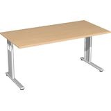 Artikelbild 1 für geramöbel Flex Schreibtisch buche rechteckig, C-Fuß-Gestell silber 160,0 x 80,0 cm, Artikelnummer 881526