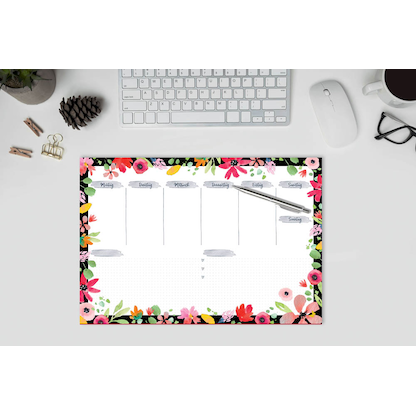Artikelbild 2 für SIGEL Schreibtischunterlage Flower Love weiß/bunt Papier 42,0 x 29,7 cm, 30 Blatt, Artikelnummer 149209