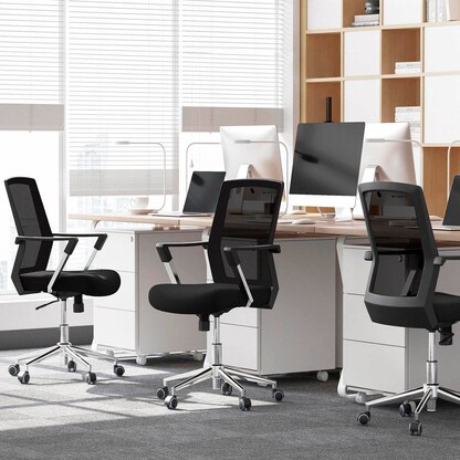 Artikelbild 6 für SONGMICS Bürostuhl, OBN83B Stoff schwarz, Gestell chrom, Artikelnummer 262179