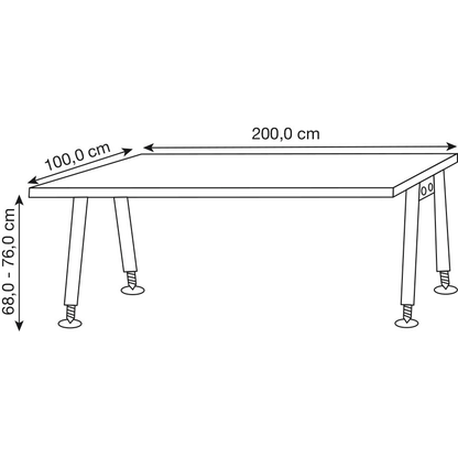 Artikelbild 2 für HAMMERBACHER AS2E höhenverstellbarer Schreibtisch nussbaum rechteckig, A-Fuß-Gestell silber 200,0 x 100,0 cm, Artikelnummer 964130
