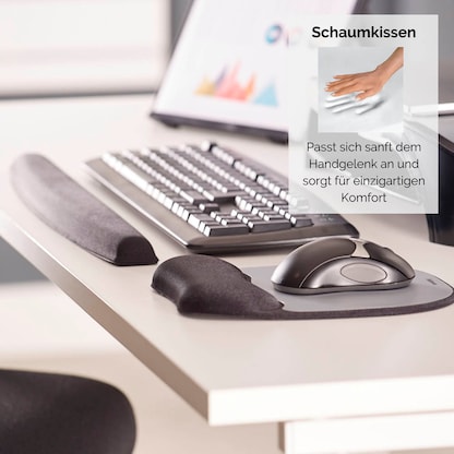 Artikelbild 5 für Fellowes Mousepad mit Handgelenkauflage Memory Foam silber, Artikelnummer 816041