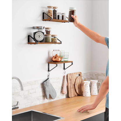 Artikelbild 4 für VASAGLE Wandregale-Set braun, schwarz 30,0 / 35,0 / 40,0 x 12,0 x 11,0 cm, Artikelnummer 262479