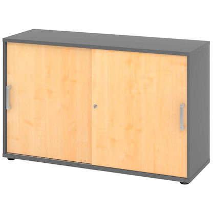 Artikelbild für HAMMERBACHER Schiebetürenschrank 1752S, V1752S/G/3/CE ahorn, grafit 1 Fachboden 120,0 x 40,0 x 74,8 cm, Artikelnummer 377558