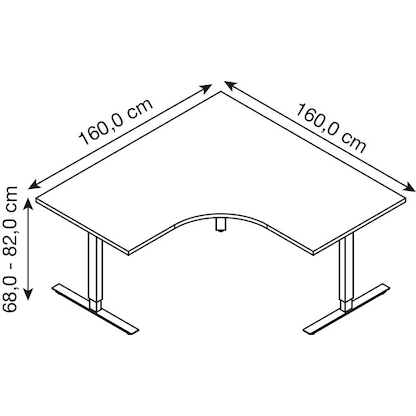 Artikelbild 3 für röhr quantum Schreibtisch eiche L-Form, T-Fuß-Gestell grau 160,0 x 160,0 cm, Artikelnummer 721904