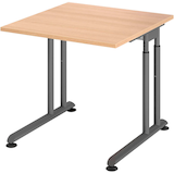 Artikelbild 1 für HAMMERBACHER ZS08 höhenverstellbarer Schreibtisch eiche quadratisch, C-Fuß-Gestell grau 80,0 x 80,0 cm, Artikelnummer 990556