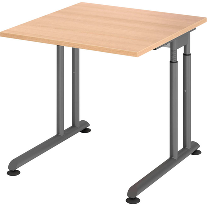 Artikelbild für HAMMERBACHER ZS08 höhenverstellbarer Schreibtisch eiche quadratisch, C-Fuß-Gestell grau 80,0 x 80,0 cm, Artikelnummer 990556