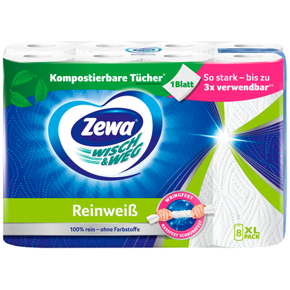 Artikelbild 6 für Zewa Küchenrollen WISCH&WEG Reinweiss 2-lagig, 8 Rollen, Artikelnummer 930149