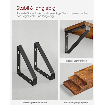 Artikelbild 8 für VASAGLE Wandregale-Set braun, schwarz 30,0 / 35,0 / 40,0 x 12,0 x 11,0 cm, Artikelnummer 262479