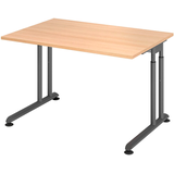 Artikelbild 1 für HAMMERBACHER ZS12 höhenverstellbarer Schreibtisch eiche rechteckig, C-Fuß-Gestell grau 120,0 x 80,0 cm, Artikelnummer 990564
