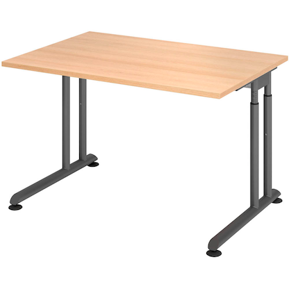 Artikelbild für HAMMERBACHER ZS12 höhenverstellbarer Schreibtisch eiche rechteckig, C-Fuß-Gestell grau 120,0 x 80,0 cm, Artikelnummer 990564