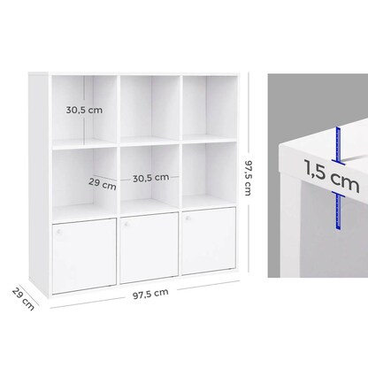 Artikelbild 7 für VASAGLE Regalschrank, LBC33WT weiß 97,5 x 29,0 x 97,5 cm, Artikelnummer 291706