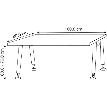 Artikelbild 2 für HAMMERBACHER AS16 höhenverstellbarer Schreibtisch weiß rechteckig, A-Fuß-Gestell silber 160,0 x 80,0 cm, Artikelnummer 963665