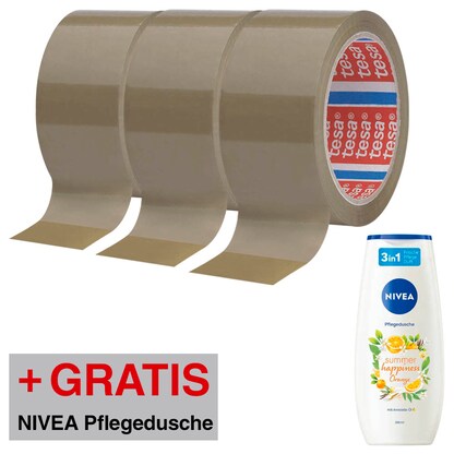 Artikelbild 6 für AKTION: tesa Packband 4089 braun 50,0 mm x 66,0 m 3 Rollen + GRATIS NIVEA Pflegedusche summer happiness orange 250ml, Artikelnummer 459287