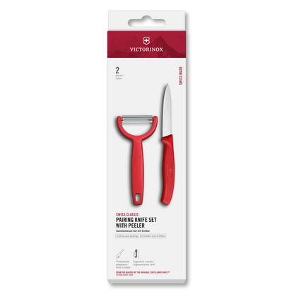 Artikelbild für VICTORINOX Küchenmesser + Sparschäler Swiss Classic silber, rot, 1 Set, Artikelnummer 637043
