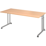 Artikelbild 1 für HAMMERBACHER ZS19 höhenverstellbarer Schreibtisch eiche rechteckig, C-Fuß-Gestell silber 180,0 x 80,0 cm, Artikelnummer 990996