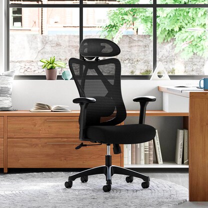 Artikelbild 2 für SONGMICS Bürostuhl, OBN063B01 Stoff schwarz, Gestell schwarz, Artikelnummer 262768