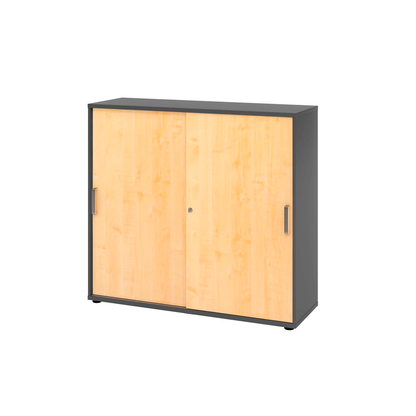 Artikelbild für HAMMERBACHER Schiebetürenschrank 1753S, V1753S/G/3/SG ahorn, grafit 2 Fachböden 120,0 x 40,0 x 110,0 cm, Artikelnummer 377646