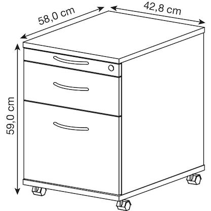 Artikelbild 2 für HAMMERBACHER AC20 Rollcontainer weiß 3 Auszüge 42,8 x 58,0 x 59,0 cm, Artikelnummer 982983