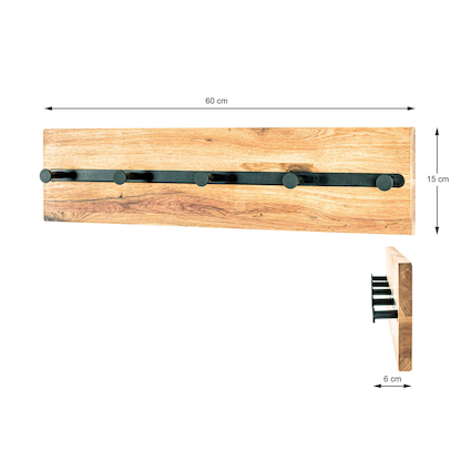 Artikelbild 2 für HAKU Möbel Wandgarderobe 22314 braun Holz 5 Haken 60,0 x 15,0 cm, Artikelnummer 551683