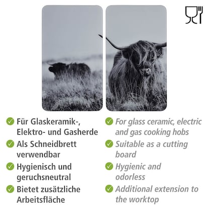 Artikelbild 2 für WENKO Herdabdeckplatten Highland Cattle schwarz, 2 St., Artikelnummer 665533