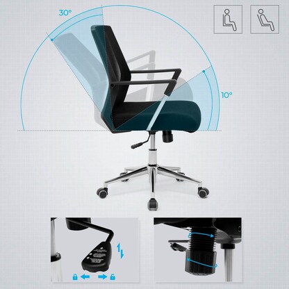 Artikelbild 7 für SONGMICS Bürostuhl, OBN83B Stoff schwarz, Gestell chrom, Artikelnummer 262179