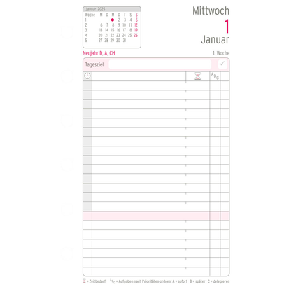 Artikelbild 3 für CHRONOPLAN Kalendereinlage 2025 Tagesplan Mini (7,9 x 12,5 cm), Artikelnummer 354779