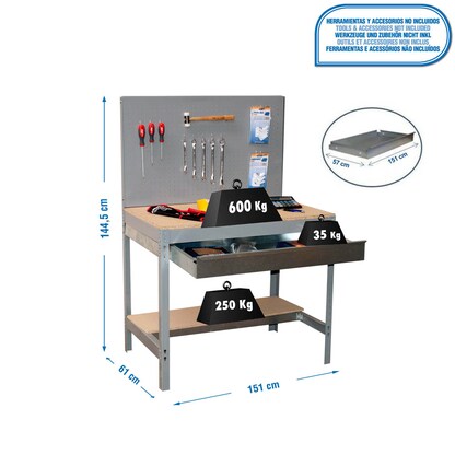 Artikelbild 2 für Simonrack Werkbank SIMONWORK BT2 BOX grau 1 Schublade 151,0 x 61,0 x 144,5 cm, Artikelnummer 359287