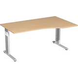 Artikelbild 1 für geramöbel Flex Schreibtisch buche L-Form, C-Fuß-Gestell silber 180,0 x 100,0 cm, Artikelnummer 881348