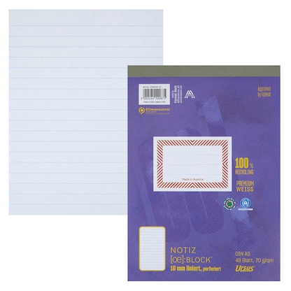 Artikelbild für Ursus Notizblock OE DIN A5 liniert, Artikelnummer 883274